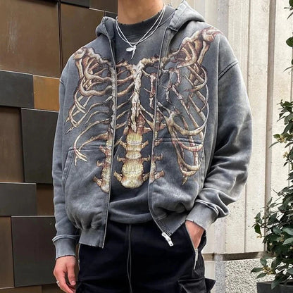 Y2K Skull Zip Hoodie