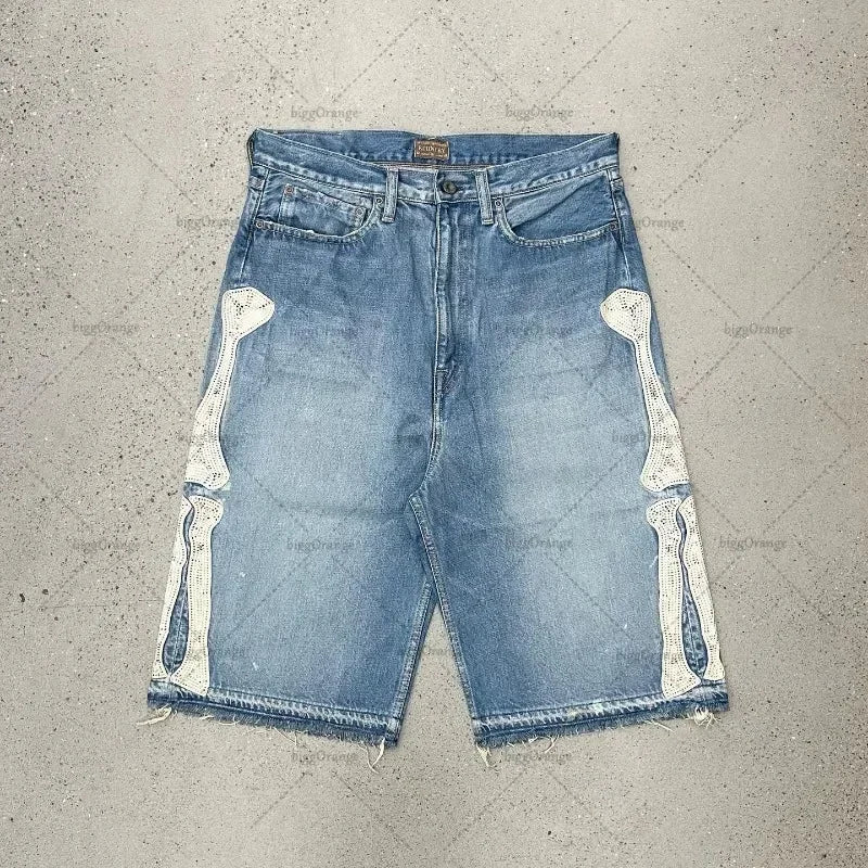 Skeleton Denim Shorts