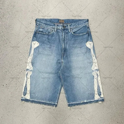 Skeleton Denim Shorts