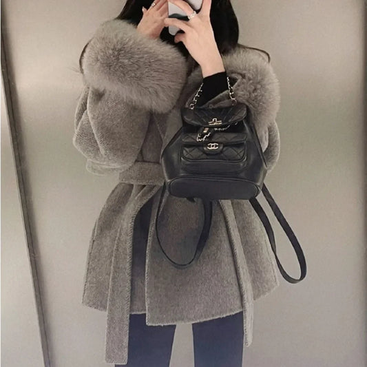 Women Wool Fur Coat