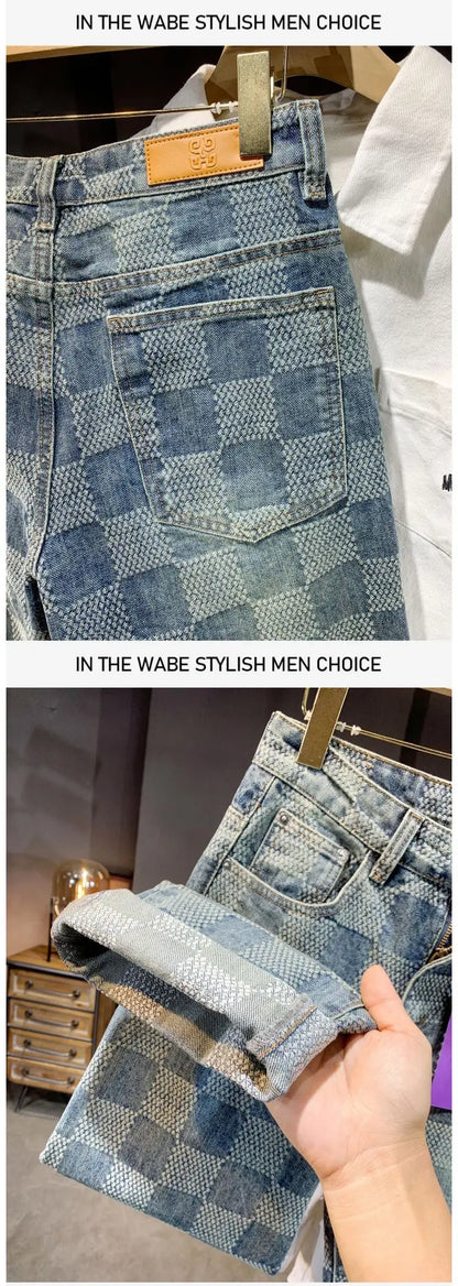 Men’s Plaid Denim Pants