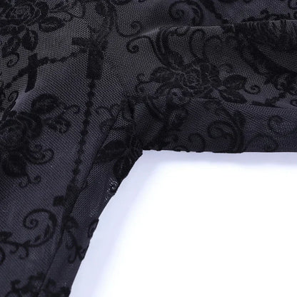Y2K Gothic Lace Flare Mesh Pants