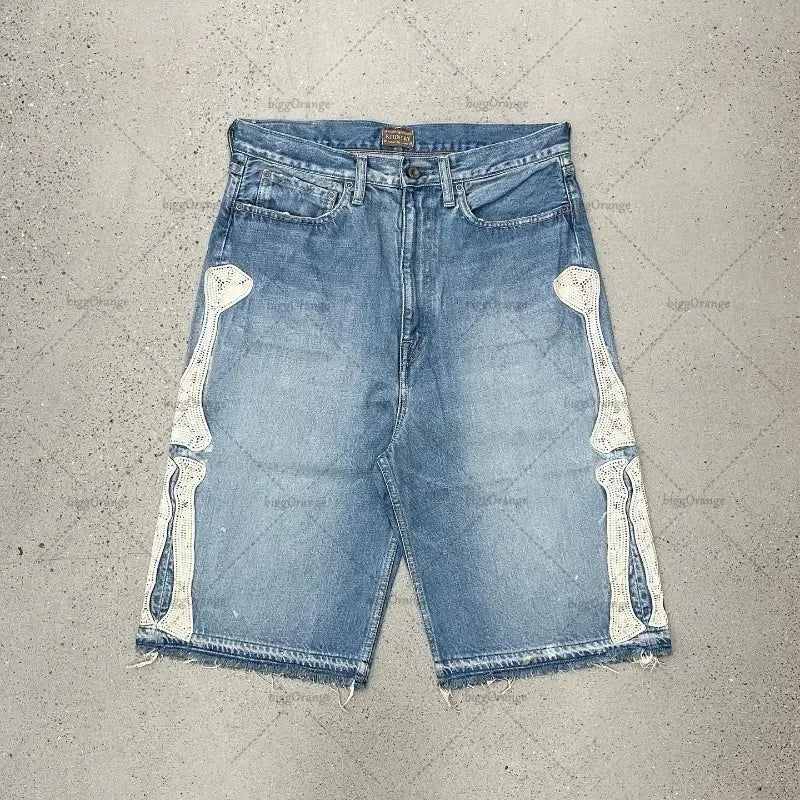 Skeleton Denim Shorts