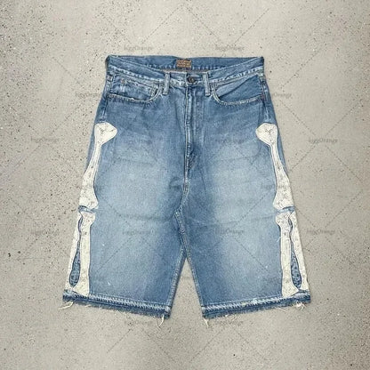 Skeleton Denim Shorts