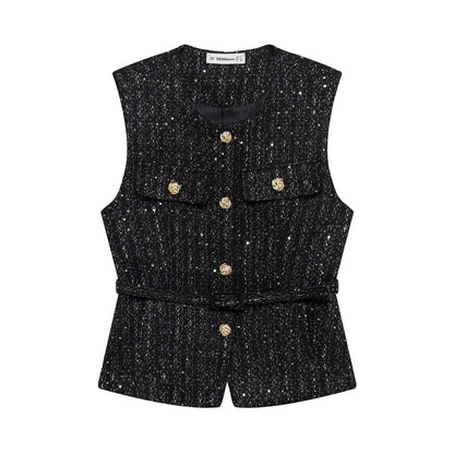 Metal Button Waistcoat Top