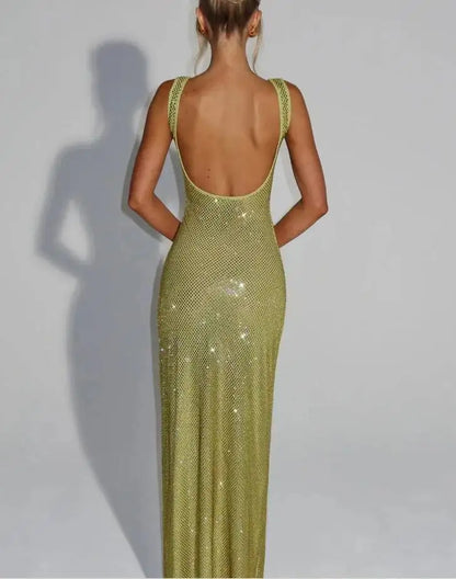 Sexy Backless Sequined Maxi Dress