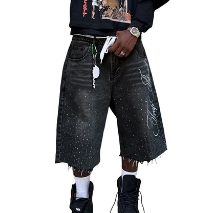 Embroidered Denim Shorts