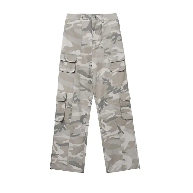 New 2025 Camouflage Cargo Pants for Men Elastic Waist Casual Pants Spring Autumn Hiphop Multi Pocket Baggy Streetwear Trousers