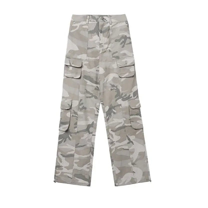 New 2025 Camouflage Cargo Pants for Men Elastic Waist Casual Pants Spring Autumn Hiphop Multi Pocket Baggy Streetwear Trousers