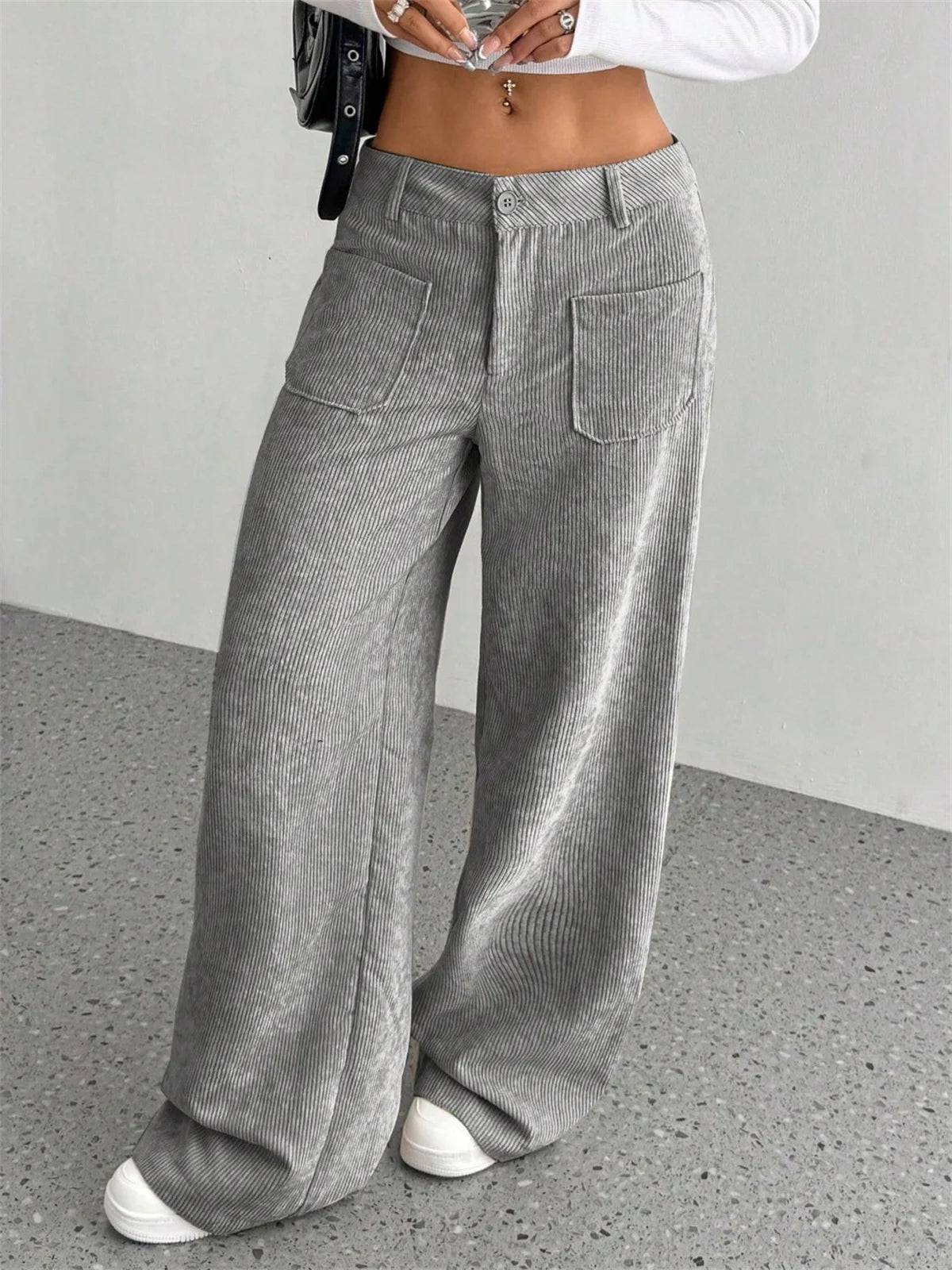 Retro Corduroy Wide-Leg Pants