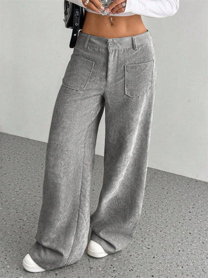 Retro Corduroy Wide-Leg Pants