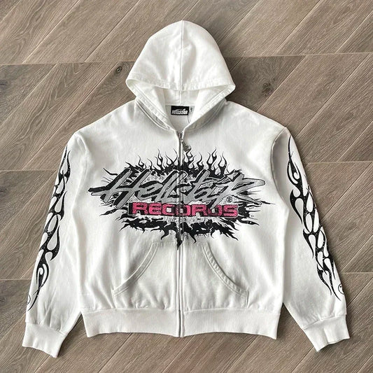 HS Flame Glitter Zip-Up Hoodie