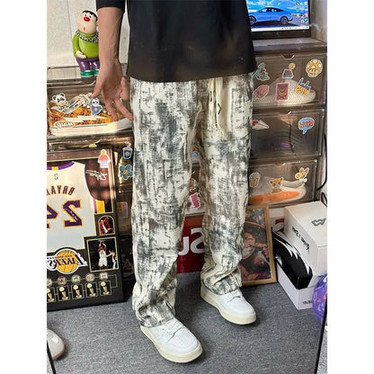 Retro Tie-Dye Straight-Leg Pants