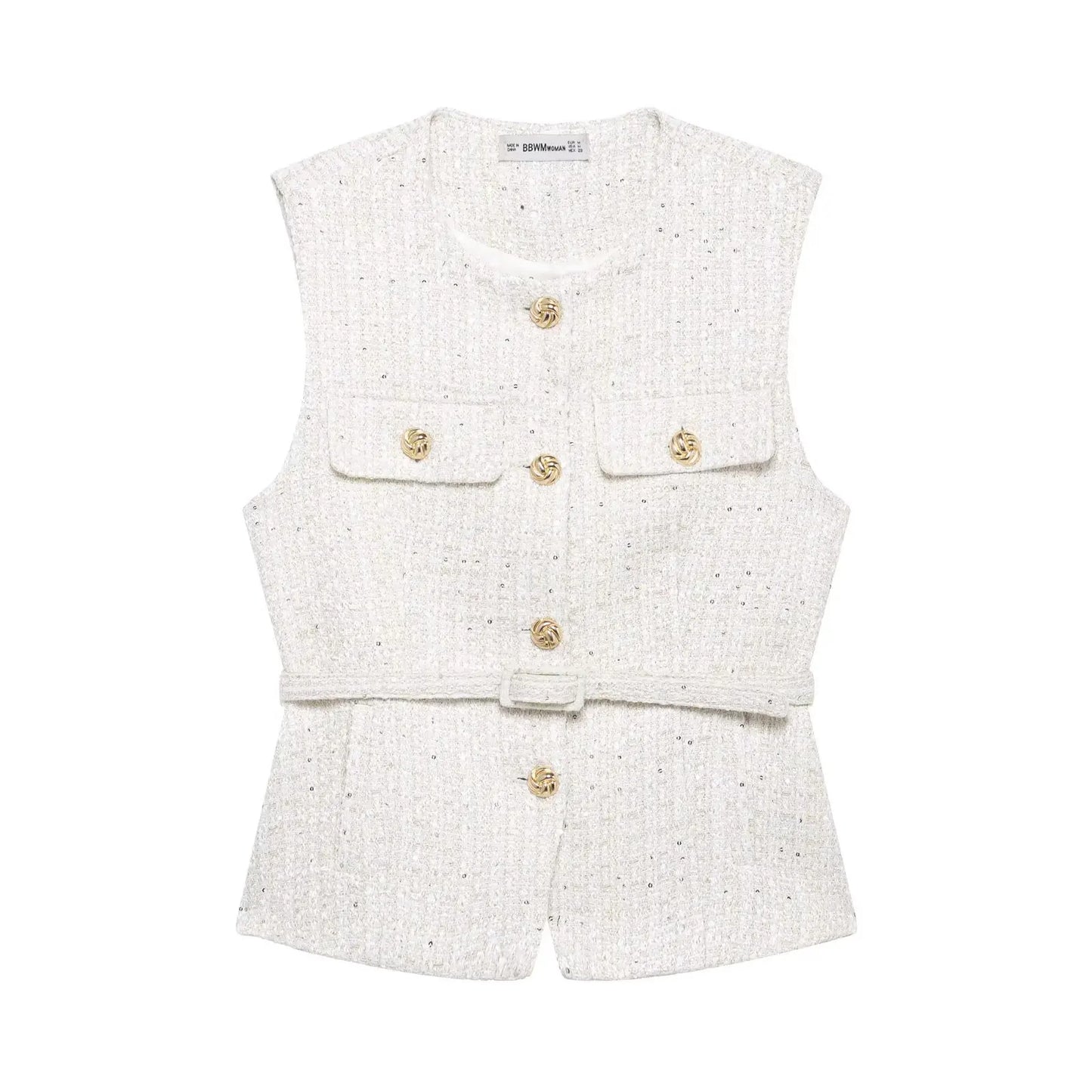 Metal Button Waistcoat Top