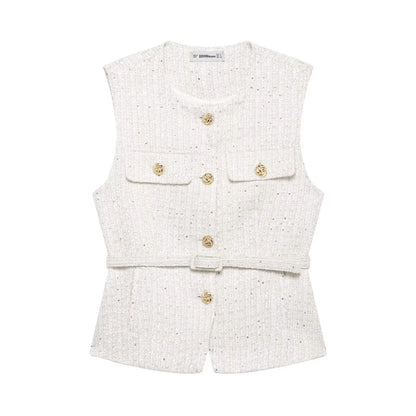 Metal Button Waistcoat Top