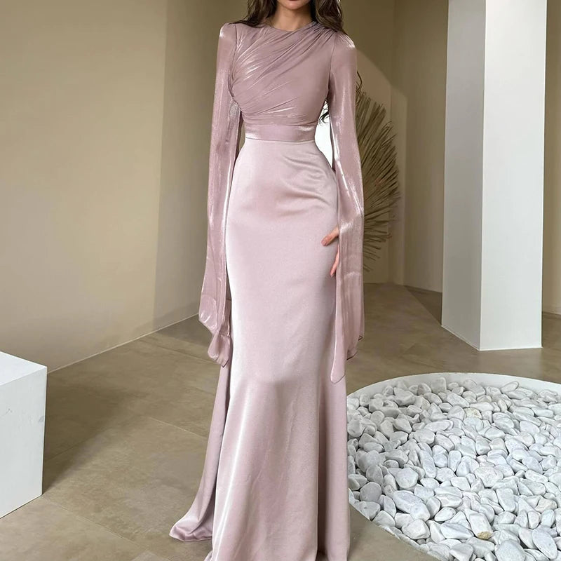Slim Evening Satin Maxi Dress