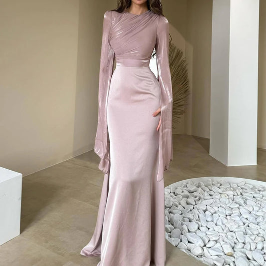 Slim Evening Satin Maxi Dress