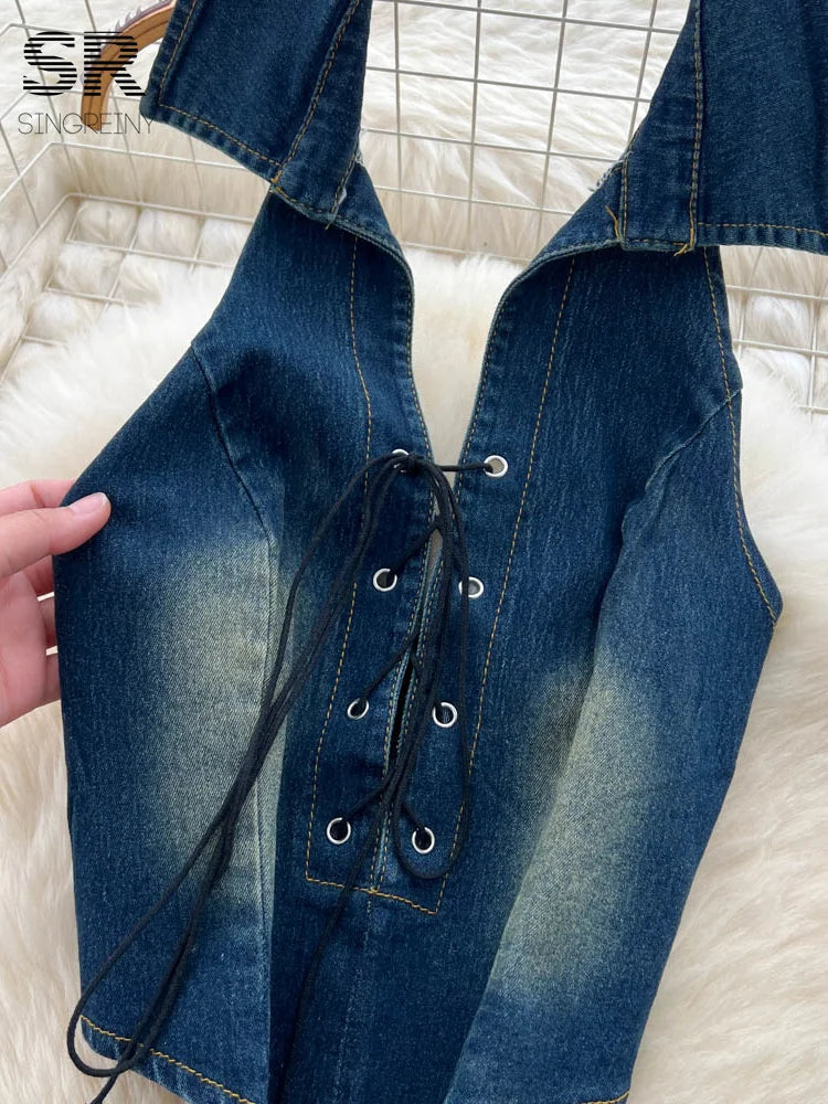 SINGREINY Women Denim Set