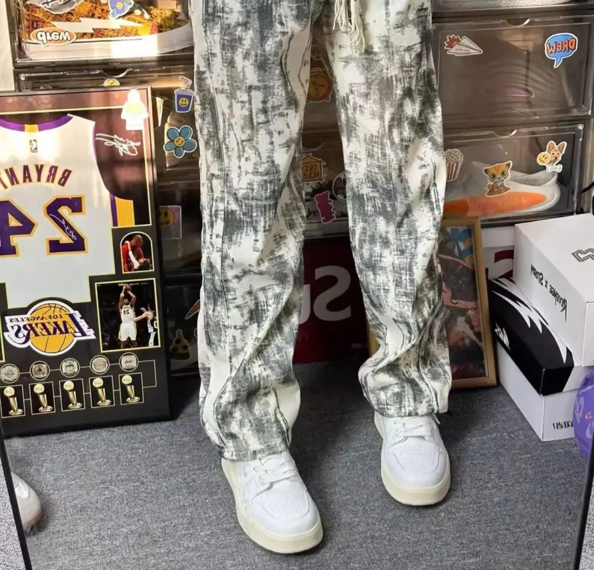 Retro Tie-Dye Straight-Leg Pants