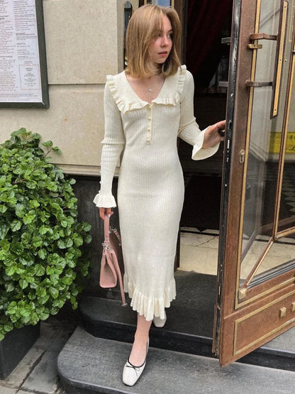 Knit Ruffled Maxi Dress