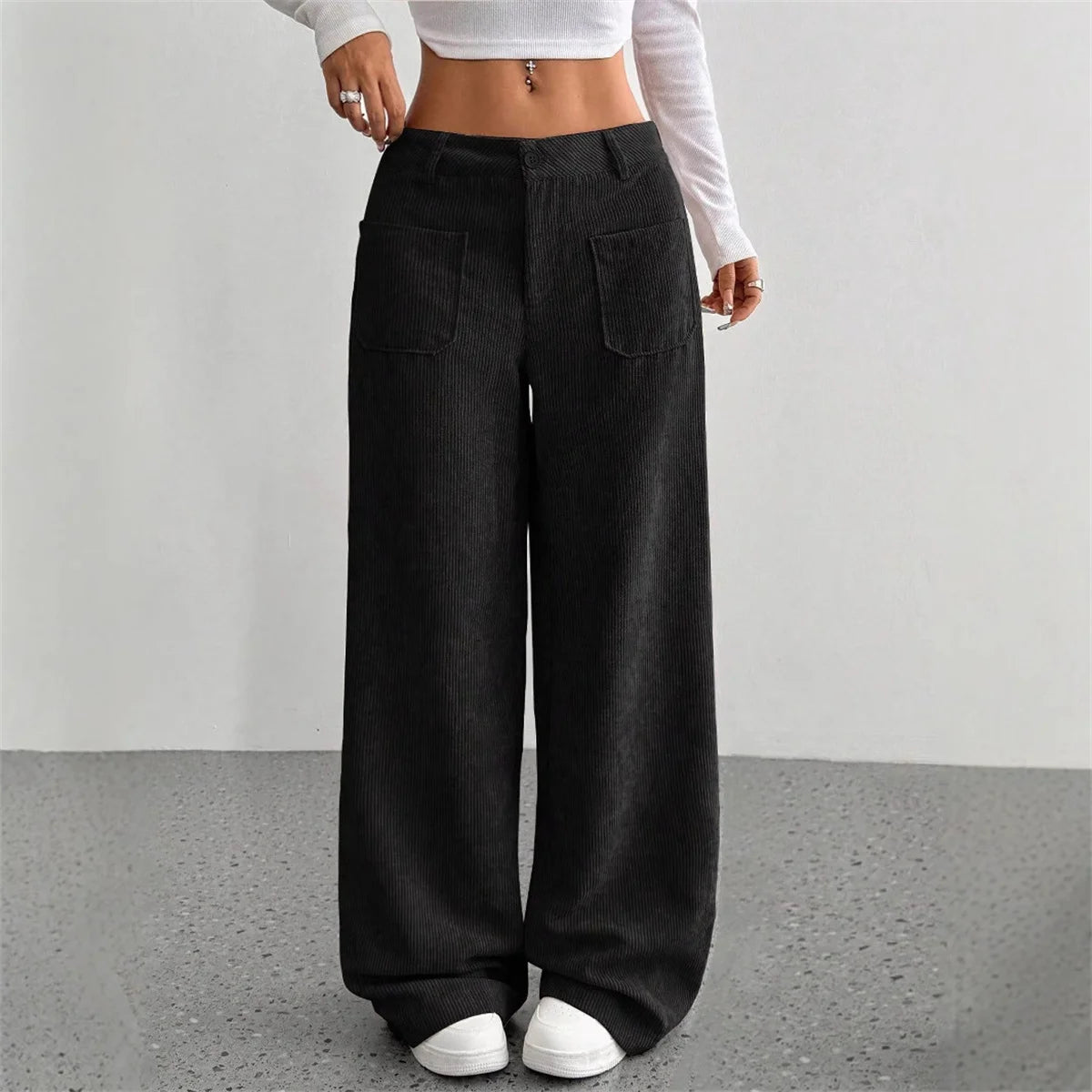 Retro Corduroy Wide-Leg Pants