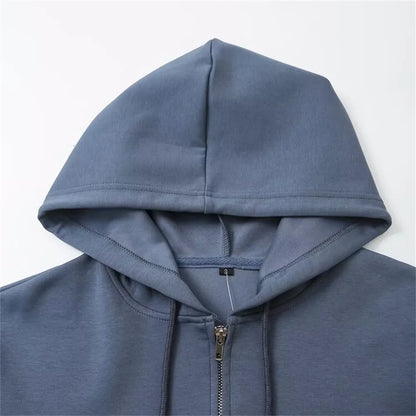 Zipper Hooded Pants Set
