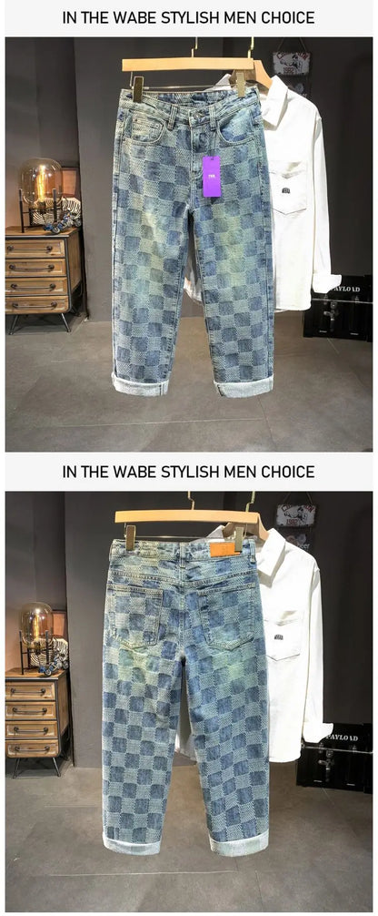 Men’s Plaid Denim Pants