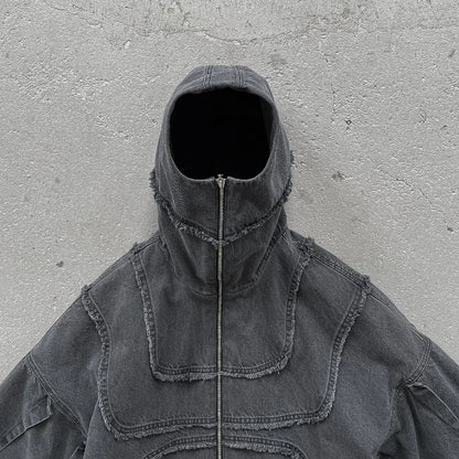 Y2K Denim Zip-Up Hoodie