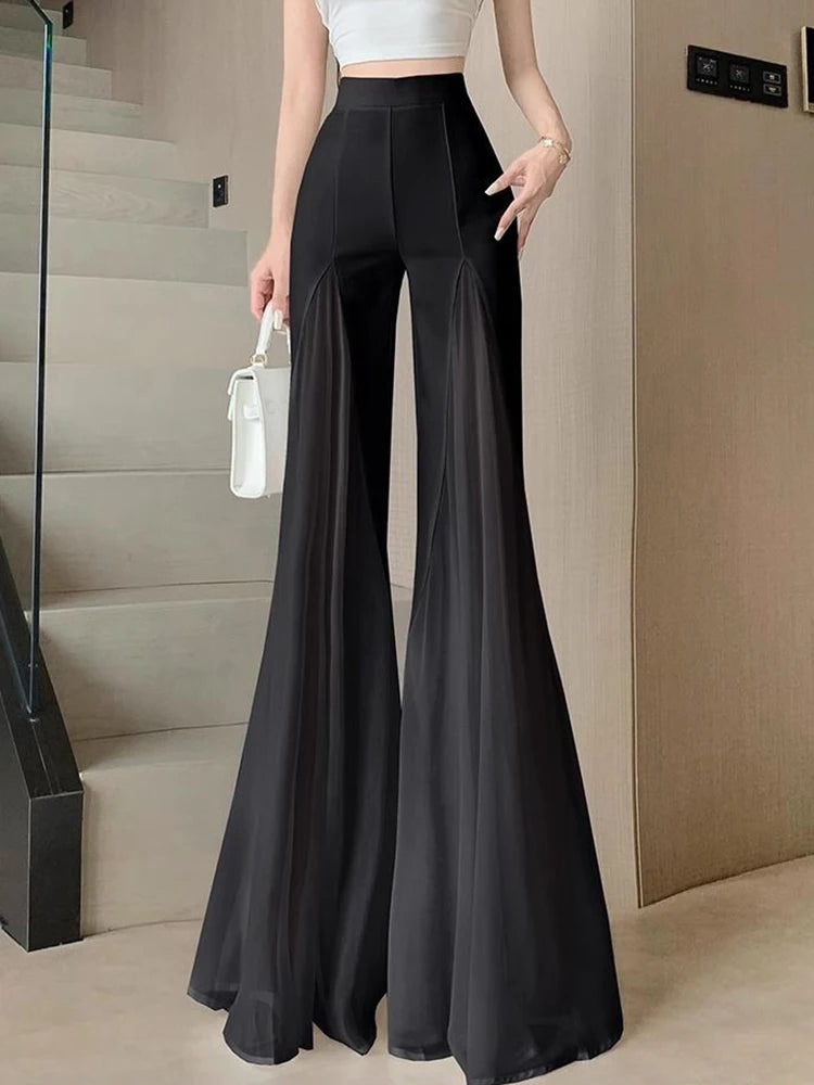 Mesh High Waist Flare Trousers
