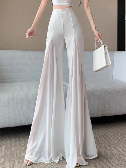 Mesh High Waist Flare Trousers