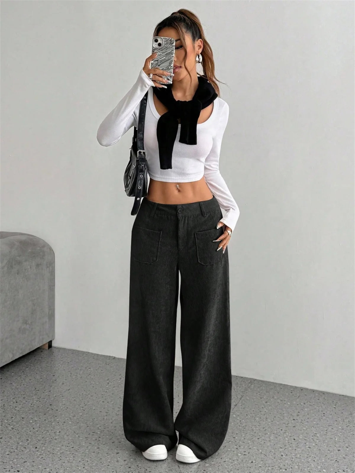 Retro Corduroy Wide-Leg Pants