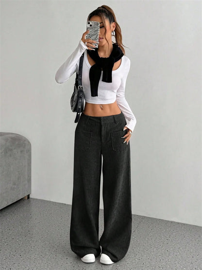 Retro Corduroy Wide-Leg Pants