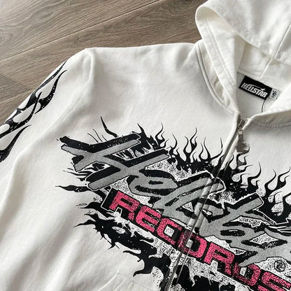 HS Flame Glitter Zip-Up Hoodie