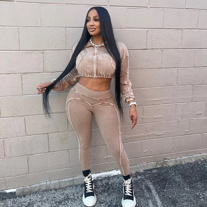 Washed Knitted Two-Piece Set