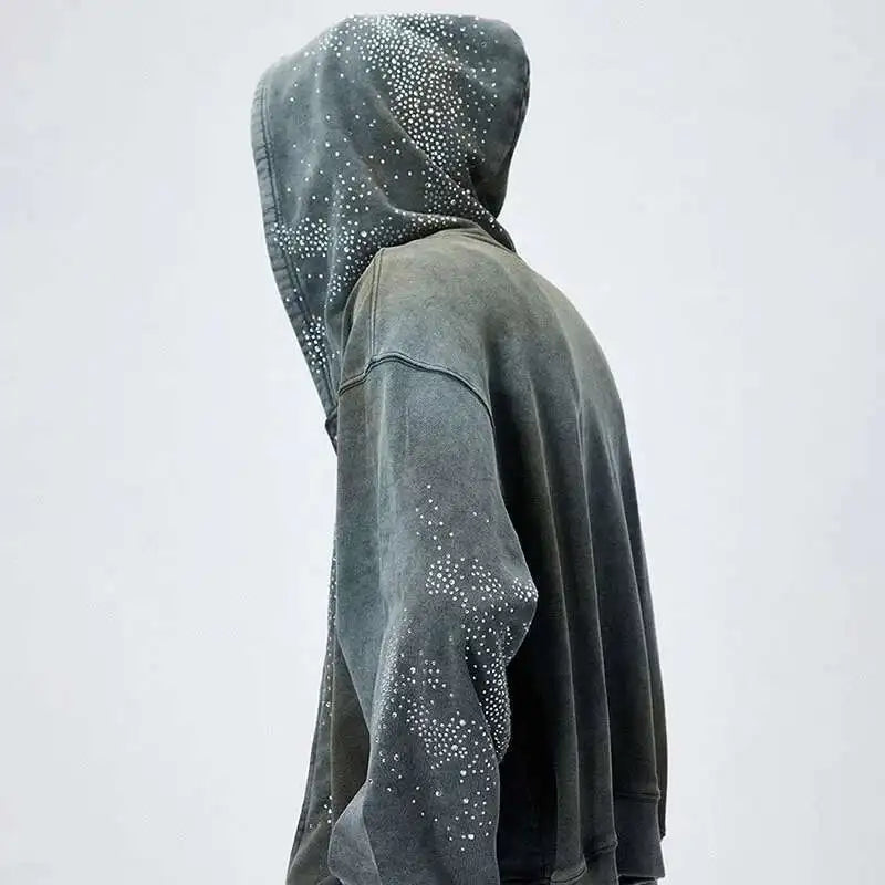 Rhinestone Washed Zip Hoodie