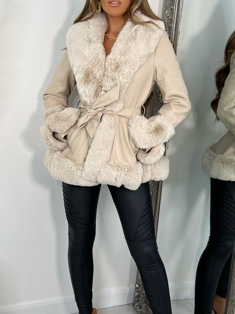 Women Leather Fur Jacket
