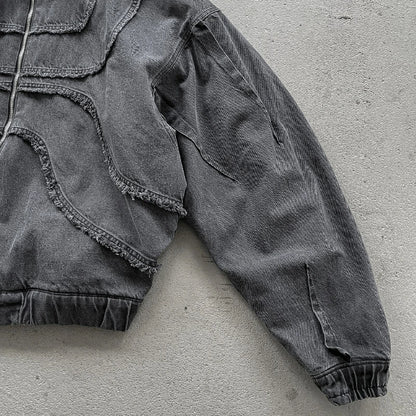 Y2K Denim Zip-Up Hoodie