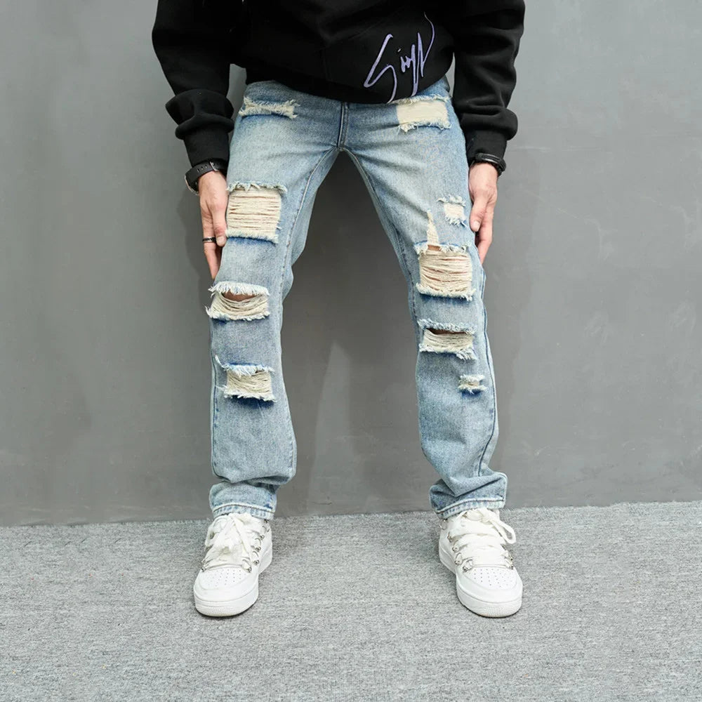 Men’s Ripped Straight Jeans