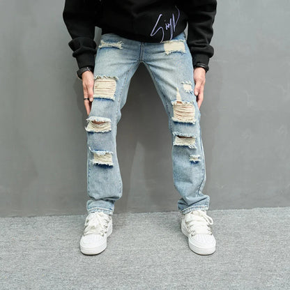 Men’s Ripped Straight Jeans