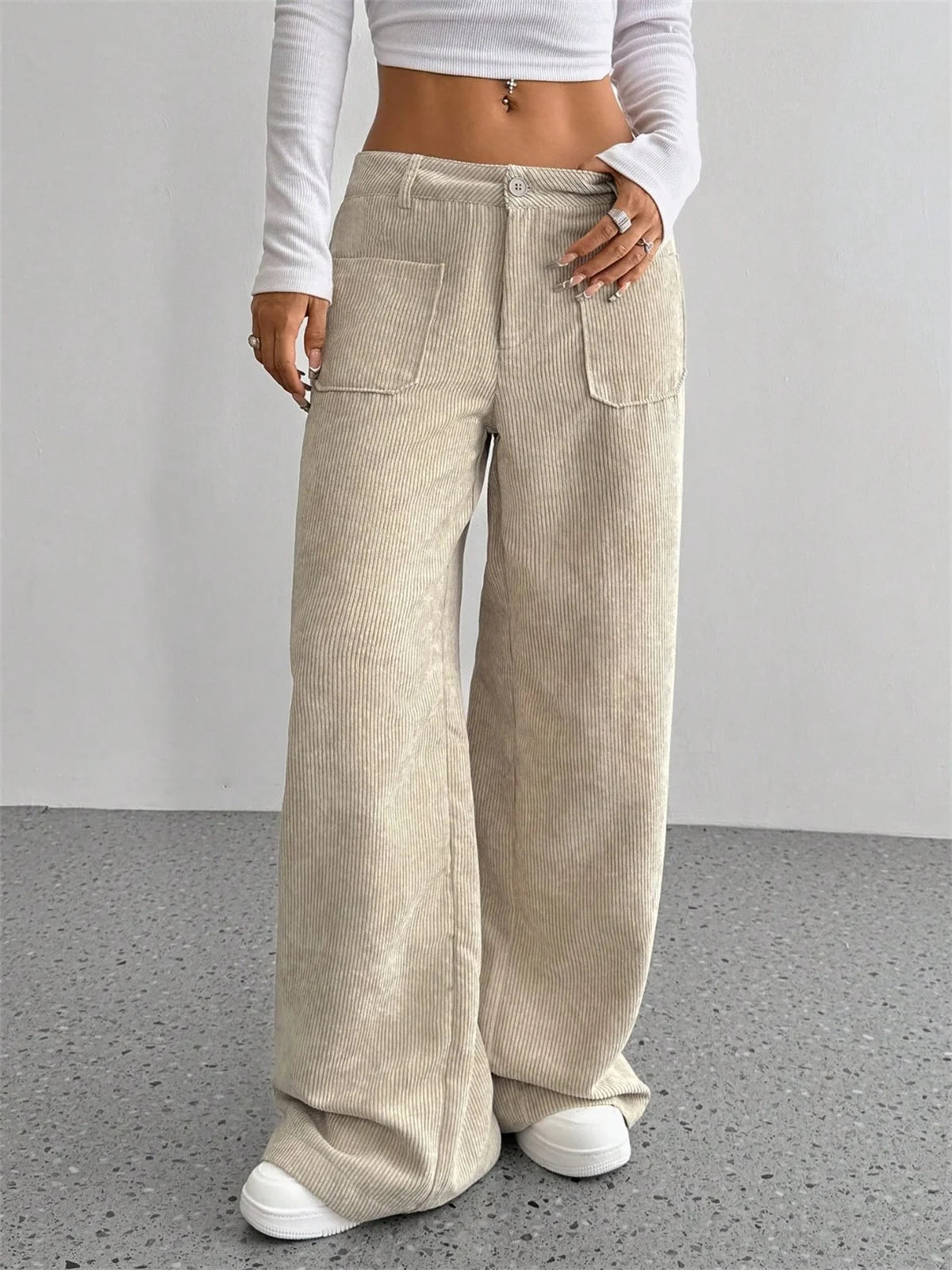 Retro Corduroy Wide-Leg Pants