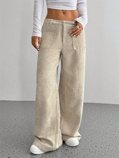 Retro Corduroy Wide-Leg Pants