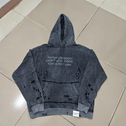 Vintage Ink Splatter Washed Hoodie
