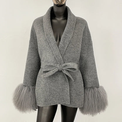 Women Wool Fur Coat