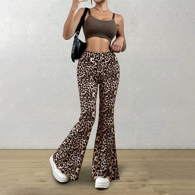 Leopard Flare Trousers
