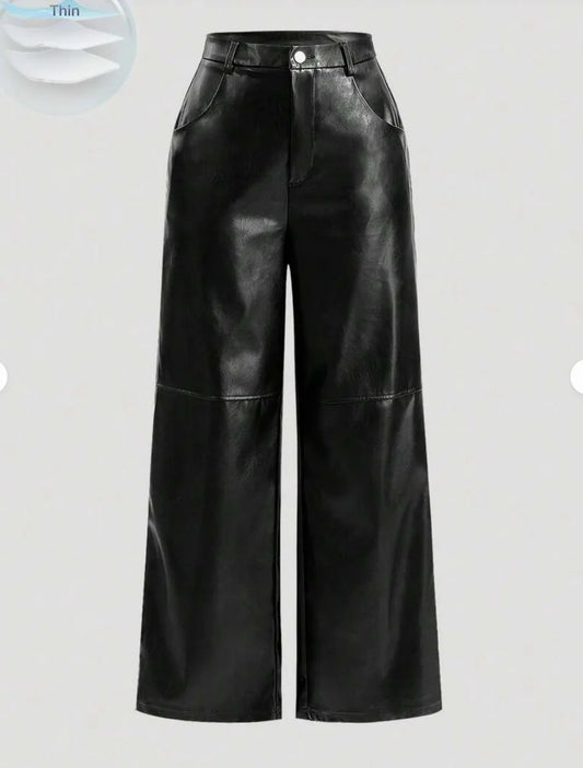 Chic European PU Pants