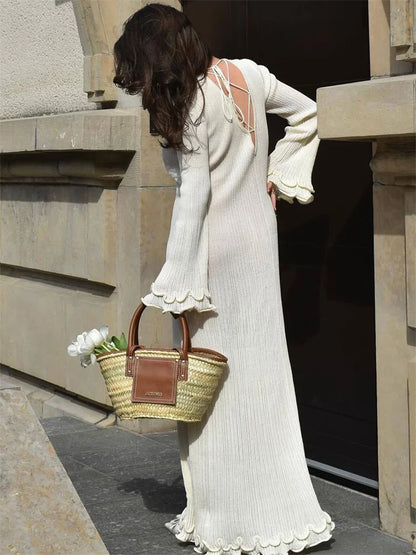 Women Lace-Up Maxi Dress
