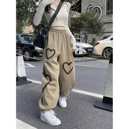 Loose Fit White Heart Pants