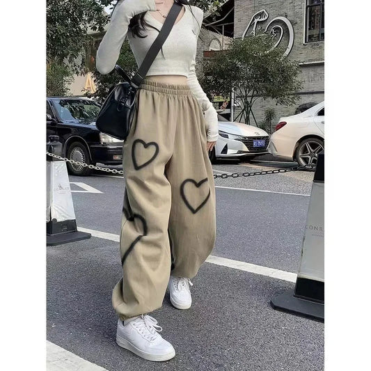 Loose Fit White Heart Pants