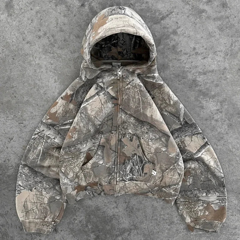Y2K Camo Zip Hoodie