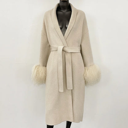 Women Wool Fur Coat